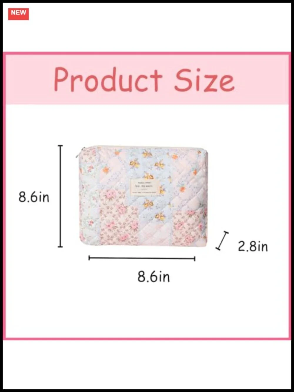 Quilted Cotton Makeup Bag Set of 2 Floral Large Travel Toiletry Organizer